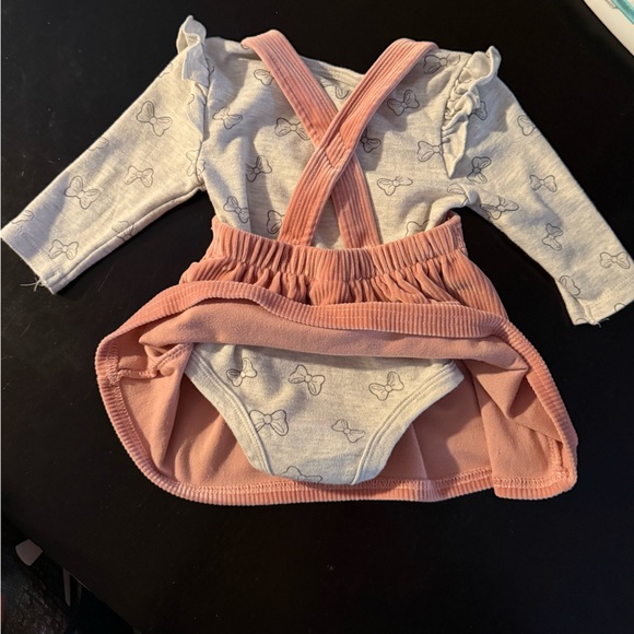 Disney baby Minnie Mouse Outfit Pink Velour Jumper Ruffle Long Sleeve 3/6 month - Picture 3 of 3